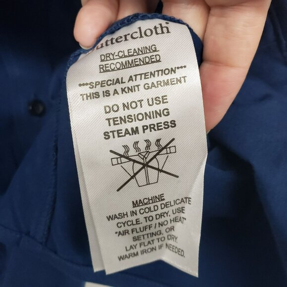 Buttercloth Mens M Regular Fit Icy Cotton Blue Short Sleeve Polo Shirt Casual - Picture 7 of 12